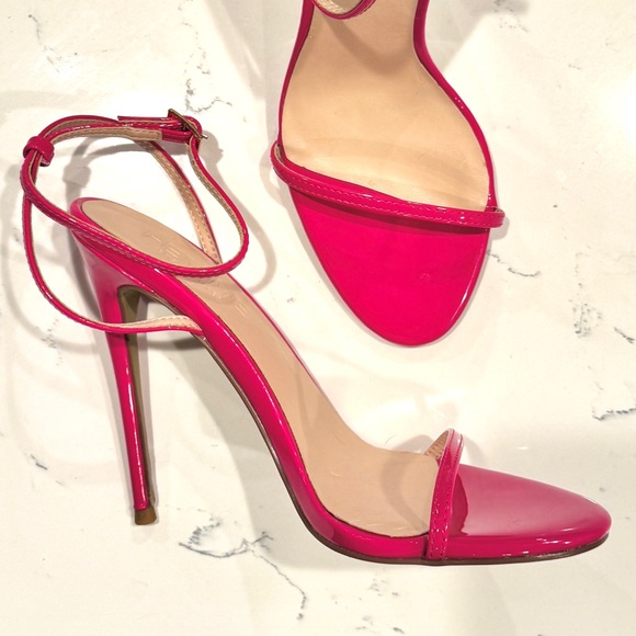 Femme Los Angeles Women’s Shiny Pink Stiletto Ankle Strap Sandals Size 7 NWOT - Picture 6 of 14